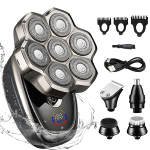 7D Floating Head Electric Shaver for Men – Waterproof Multifunction Grooming Kit with Beard Trimmer, Nose Hair Trimmer & Facial Brush