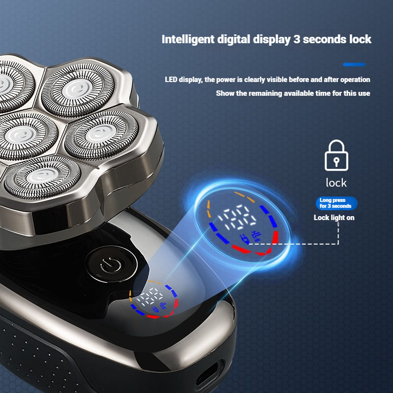 7D Floating Head Electric Shaver for Men – Waterproof Multifunction Grooming Kit with Beard Trimmer, Nose Hair Trimmer & Facial Brush - Image 2