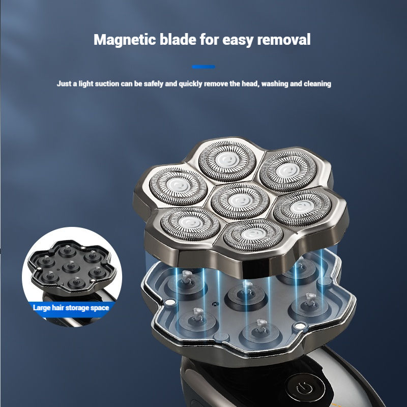 7D Floating Head Electric Shaver for Men – Waterproof Multifunction Grooming Kit with Beard Trimmer, Nose Hair Trimmer & Facial Brush - Image 3