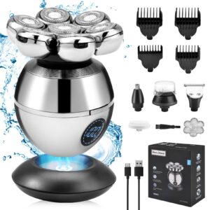7D Electric Shaver bald head shaving kit – Waterproof 6-in-1 Grooming with 7 Blade, Face Brush & Nose Trimmer