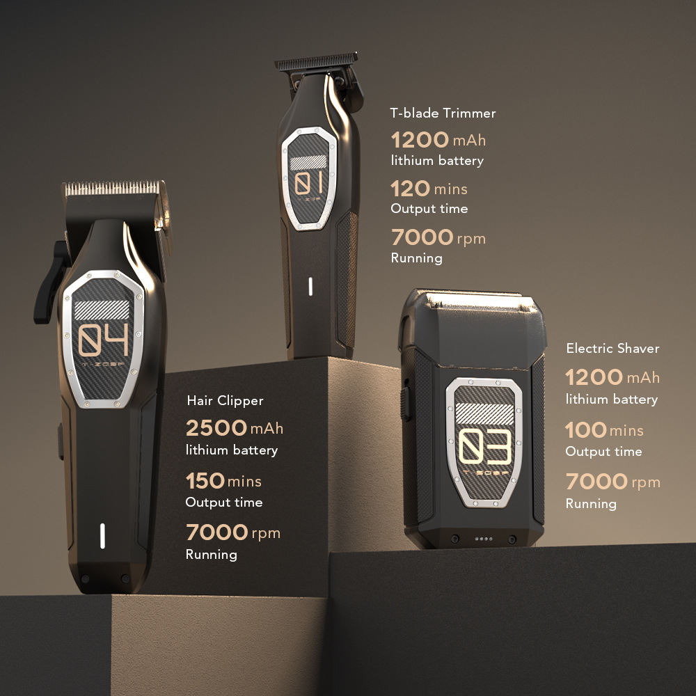 3-in-1 Grooming Kit with Clipper, T-Blade Trimmer, and Electric Shaver