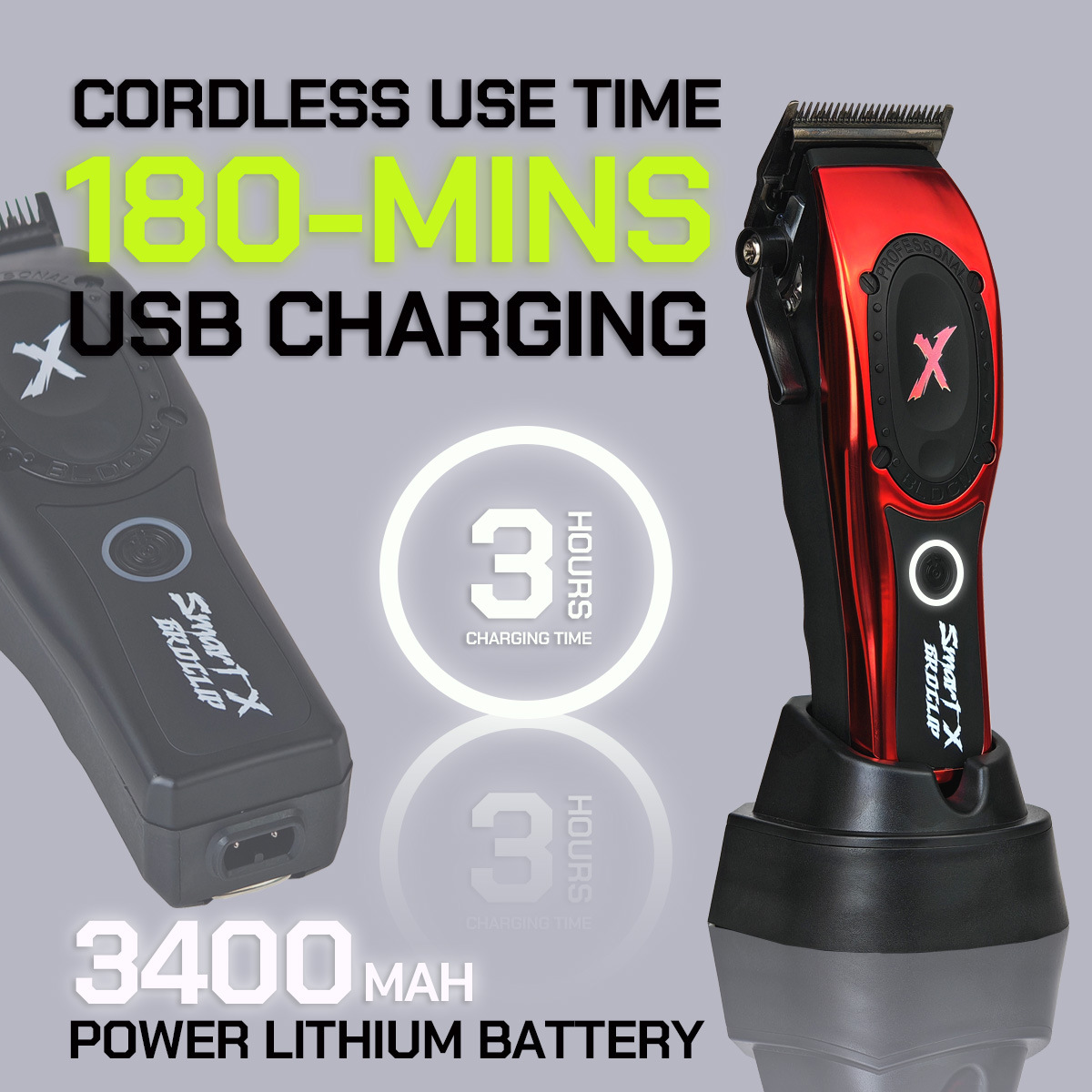 Smart-X EON Brushless Motor Hair Clipper: Ultra-Quiet & Efficient Cordless Trimmer with 6 Premium Magnetic Limit Combs - Image 2