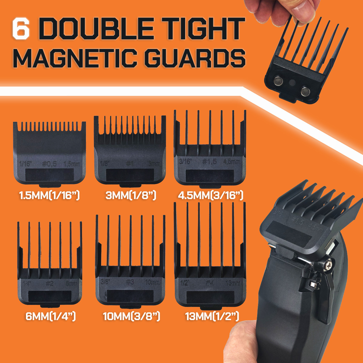 Smart-X EON Brushless Motor Hair Clipper: Ultra-Quiet & Efficient Cordless Trimmer with 6 Premium Magnetic Limit Combs - Image 5