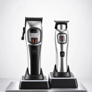 Professional cordless hair clipper and trimmer combo set with charging base