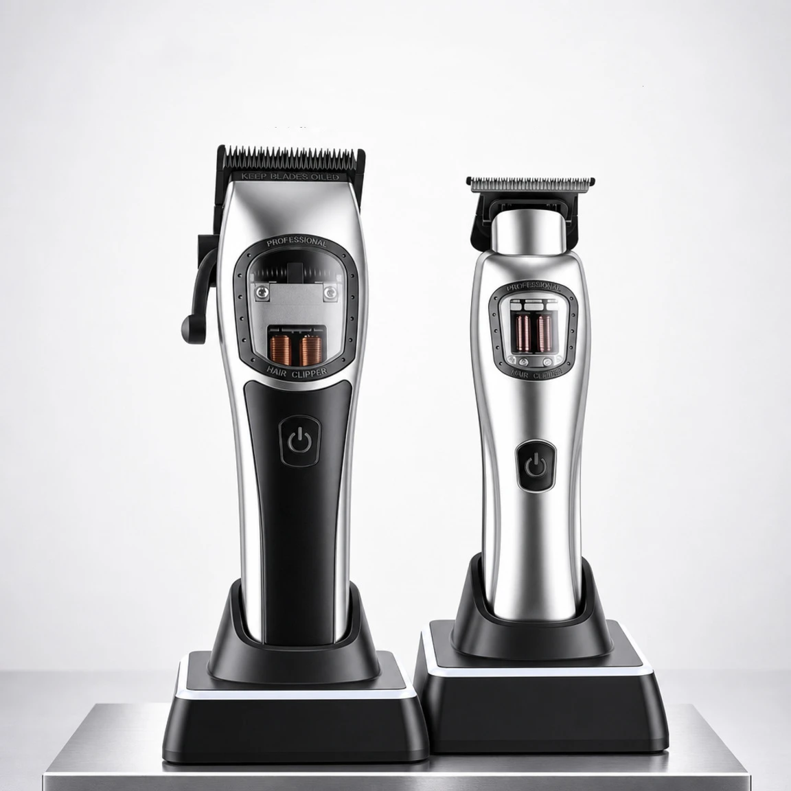 Professional cordless hair clipper and trimmer combo set with charging base